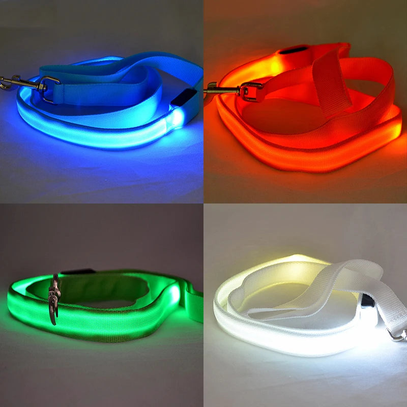 LED Dog Leash Light Luminous Pet Dog Lead Leash For Dogs Cats Nylon Light Night Safety Flashing Pet Dog Leashes For Small Dog