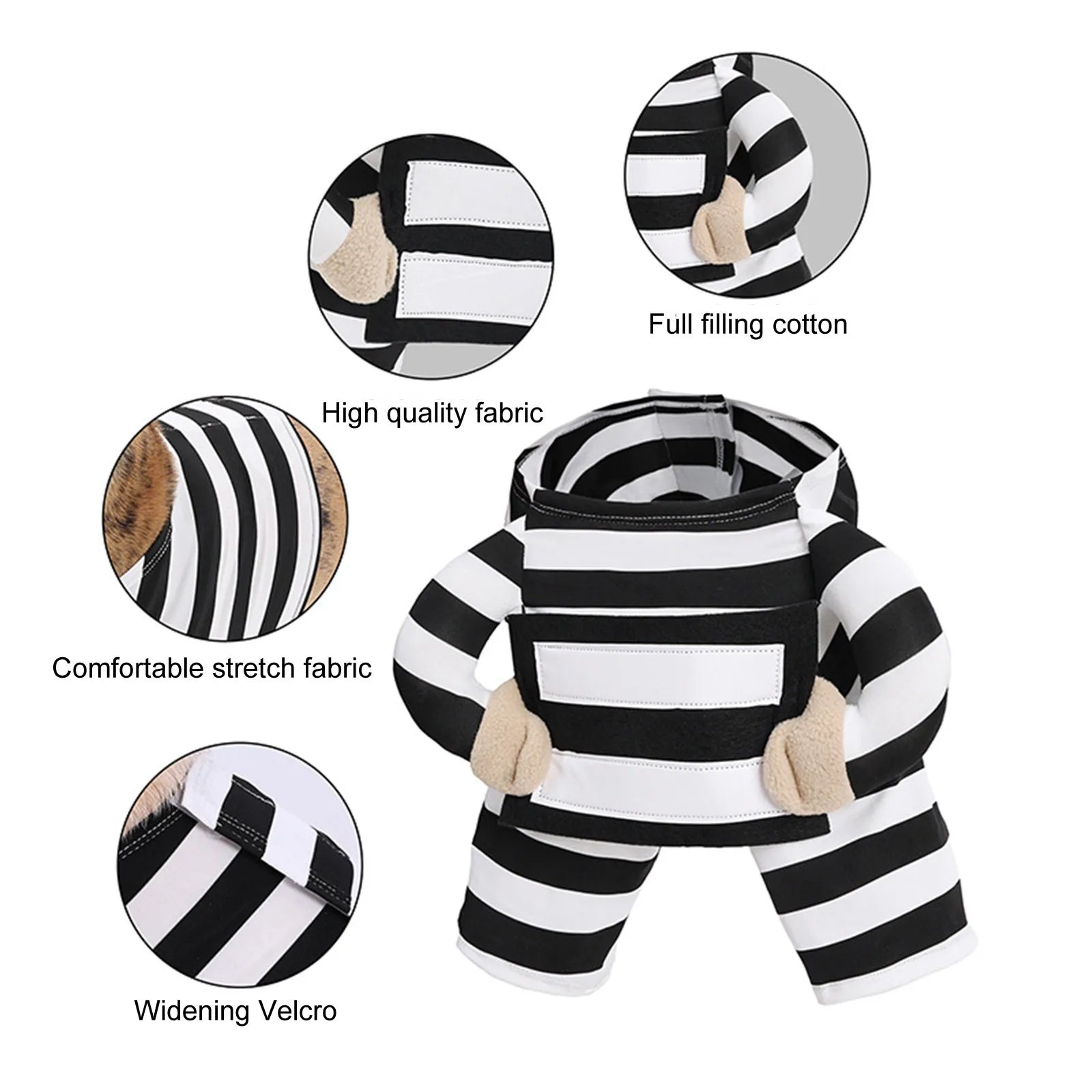 Funny Prisoner Dog Costume Halloween Pet Outfit Striped Jumpsuit For Dogs Party Dress Up Cute Animal Costume Pets Supplies